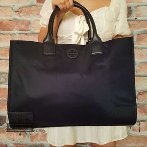 Tory Burch ella nylon tote blue navy shoulder NEW